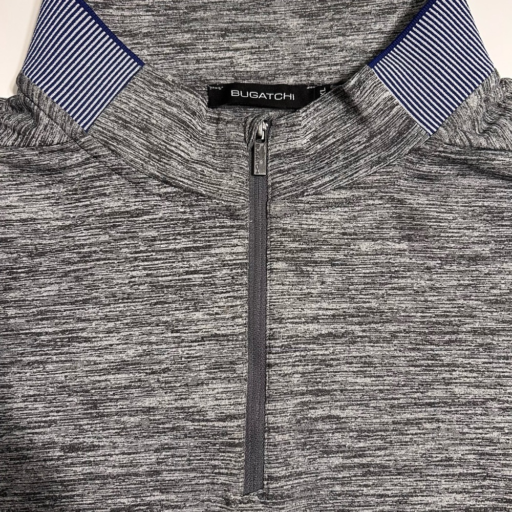 Bugatchi MENS XXL Heathered Gray Quarter-Zip golf pullover soft classic‎